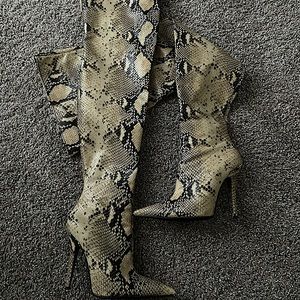 Jeffrey Campbell over the knee snake boots
